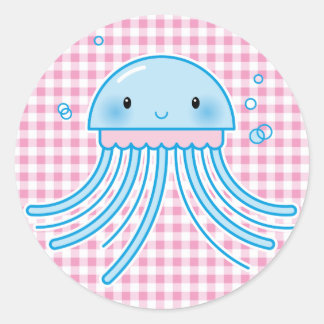 Sticker Rond Méduse de Kawaii