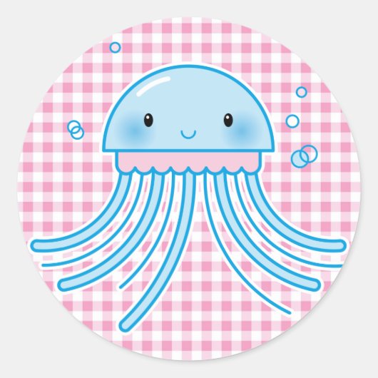 Sticker Rond Méduse de Kawaii (Devant)
