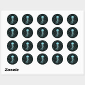 Sticker Rond Méduse éclatante (Feuille)