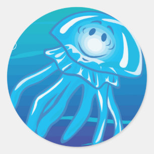 Sticker Rond méduse heureuse souriante