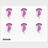 Sticker Rond Méduse pourpre (Feuille)