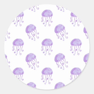 Sticker Rond méduse violette aquarelle