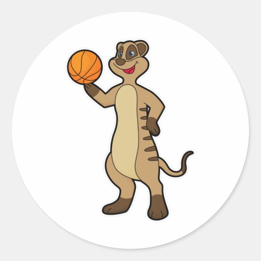 Sticker Rond Meerkat au Basketball Sports (Devant)