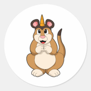 Sticker Rond Meerkat avec corne