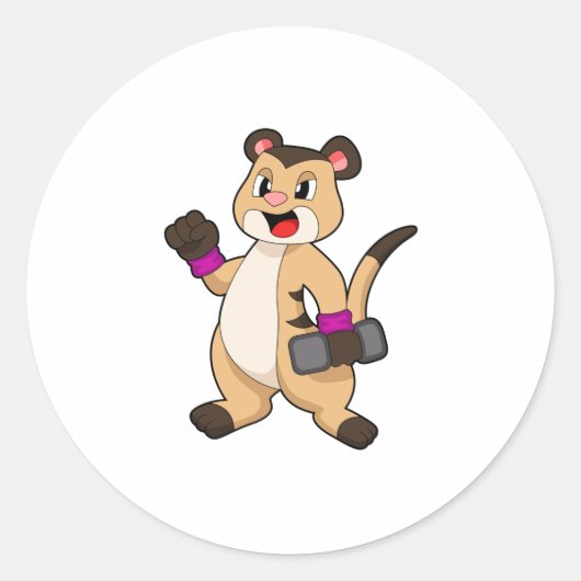 Sticker Rond Meerkat avec Dumbbell (Devant)