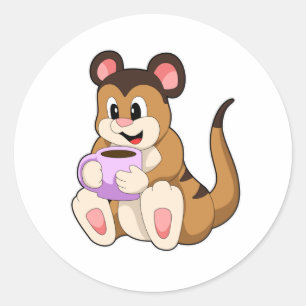 Sticker Rond Meerkat avec la coupe du café