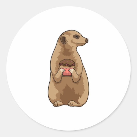 Sticker Rond Meerkat avec Muffin (Devant)