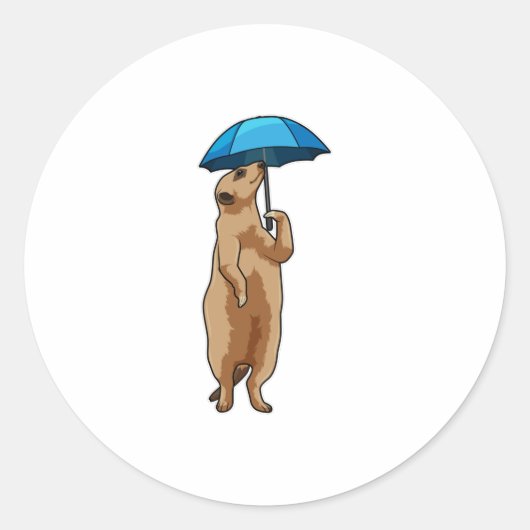 Sticker Rond Meerkat avec parapluie (Devant)