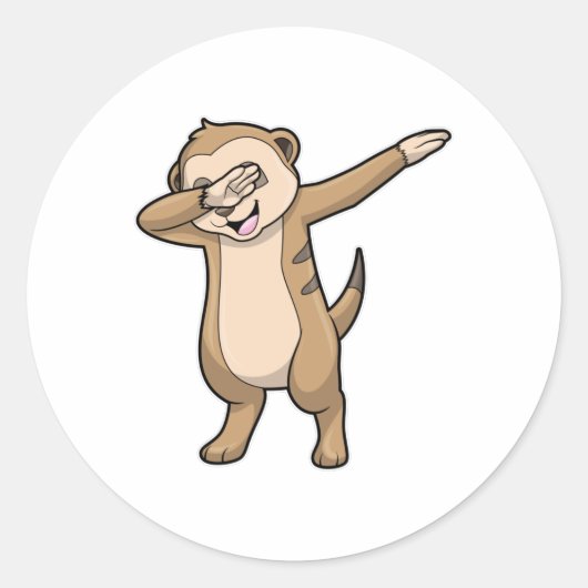 Sticker Rond Meerkat comme Dance Hip hop Dab (Devant)