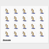 Sticker Rond Meerkat en Snowboard avec Snowboard (Feuille)