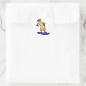 Sticker Rond Meerkat en Snowboard avec Snowboard (Sac)