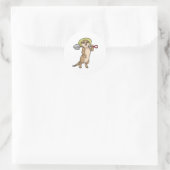 Sticker Rond Meerkat en tant que fermier avec Shovel (Sac)