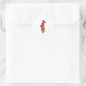 Sticker Rond Meerkat en tant que pompier avec casque (Sac)