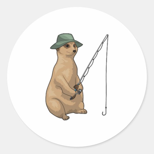Sticker Rond Meerkat Fishing Fisher (Devant)