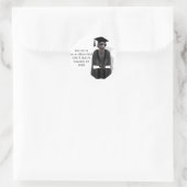 Sticker Rond Meerkat Graduate avec gris et noir (Sac)