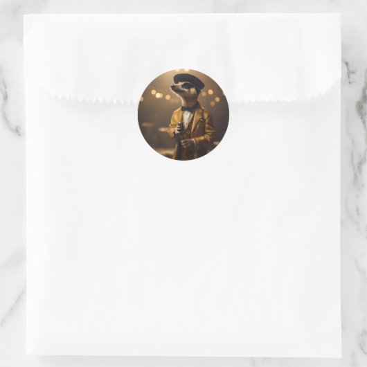 Sticker Rond Meerkat Sinatra, (Sac)
