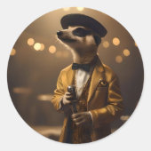 Sticker Rond Meerkat Sinatra, (Devant)