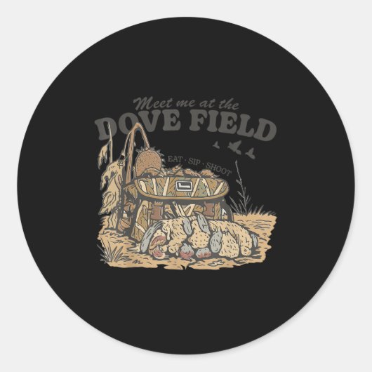 Sticker Rond Meet Me At The Dove Field Dove Hunting Camo Bag Hu (Devant)