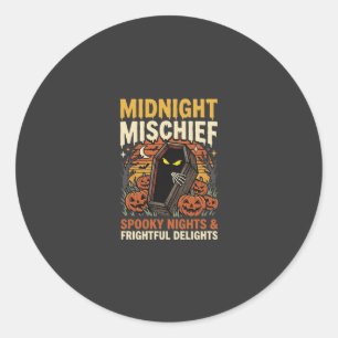 Sticker Rond Méfait au cimetière d'Halloween