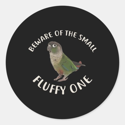 Sticker Rond Méfiez-Vous De Mon Joue Verte Conure (Devant)