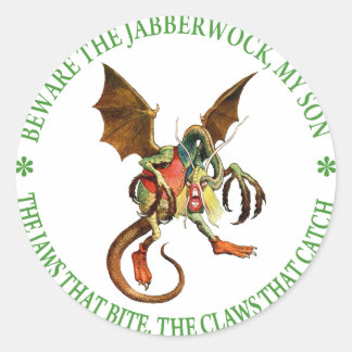 Sticker Rond Méfiez-vous du Jabberwock, Mon Fils. Les mâchoires