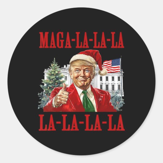Sticker Rond Mega La La Donald Trump Potus 47 Mauvais Noël (Devant)