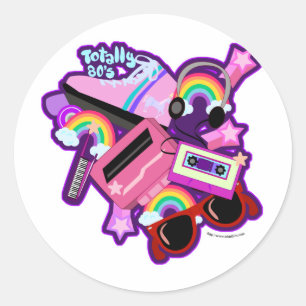 Sticker Rond Mega Neon 80s Design