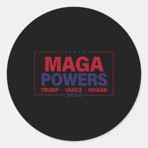 Sticker Rond Mega Powers Trump Vance Hogan 2024 Patriotic Funny