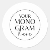 Sticker Rond MEGHAN Noir Blanc moderne Mariage classique Monogr (Devant)