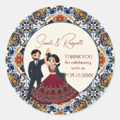 Sticker Rond Mehndi et sangeet mariage indien merci pour (Devant)