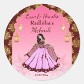 Sticker Rond Mehndi maroon or rose lotus Ambiance indienne (Devant)