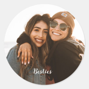 Sticker Rond Meilleur Ami Besties Photo personnalisée