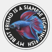 Sticker Rond Meilleur ami Blue Red Betta Fish (Devant)