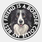 Sticker Rond Meilleur ami Bordure Collie (Devant)