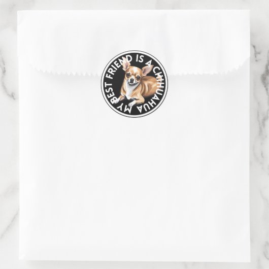 Sticker Rond Meilleur ami Chihuahua (Sac)