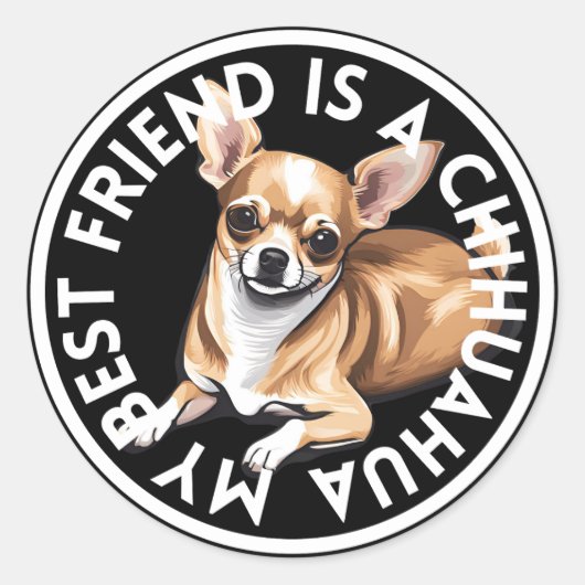 Sticker Rond Meilleur ami Chihuahua (Devant)