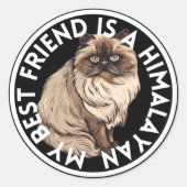 Sticker Rond Meilleur ami Himalayan Chat (Devant)