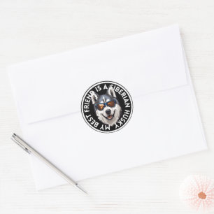 Sticker Rond Meilleur ami Siberian Husky