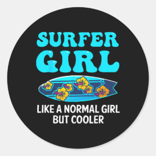 Sticker Rond Meilleur art de surf pour filles femmes plage surf