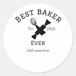 Sticker Rond Meilleur boulanger jamais ajouter nom texte cuisso