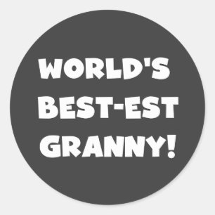 Sticker Rond Meilleur cadeau Granny White Text Tshirts du monde