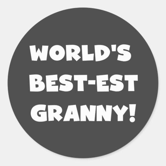 Sticker Rond Meilleur cadeau Granny White Text Tshirts du monde (Devant)