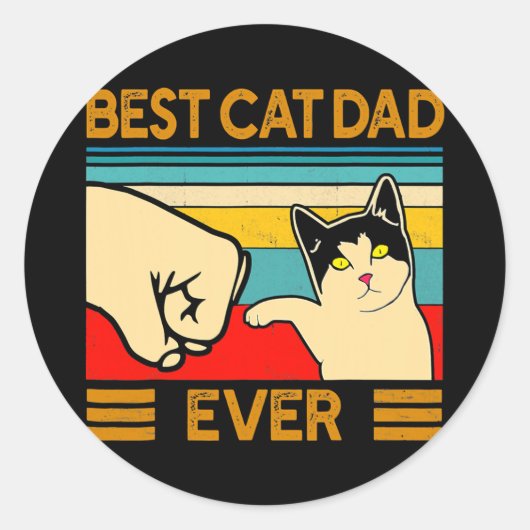 Sticker Rond Meilleur Cat Papa Ever Funny Cat Daddy Father Day (Devant)