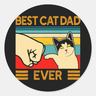Sticker Rond Meilleur Cat Papa Ever Funny Cat Daddy Father Day