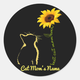 Sticker Rond Meilleur Chat Maman Ever Sunflower Chat Mommy Pers