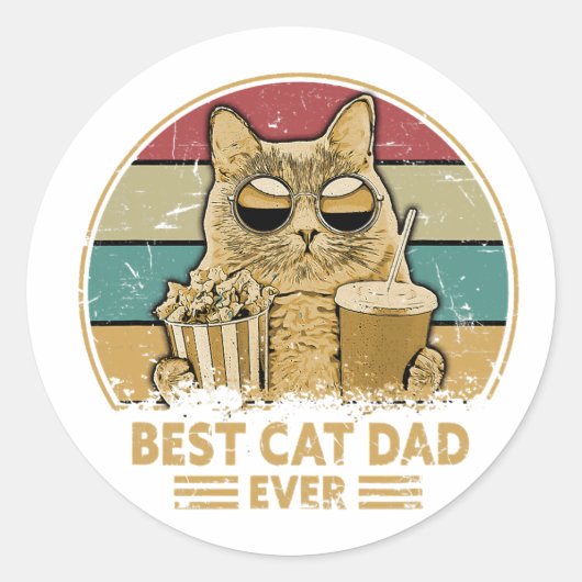 Sticker Rond meilleur chat papa (Devant)