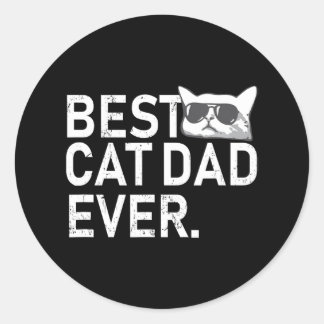 Sticker Rond Meilleur Chat Papa Jamais Fête des pères Drôle Cha