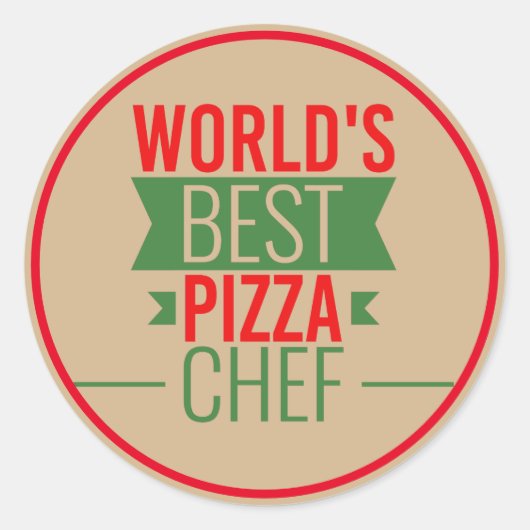 Sticker Rond Meilleur chef de pizza du monde - vert rouge (Devant)