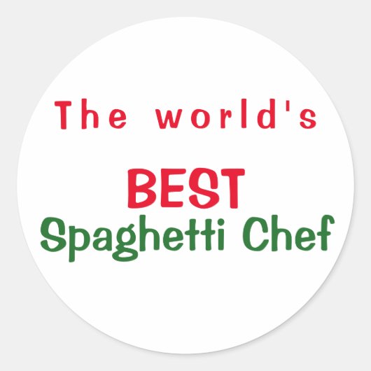 Sticker Rond Meilleur chef de spaghetti du monde - rouge blanc  (Devant)