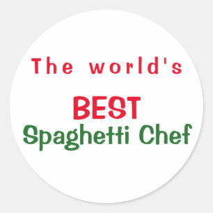 Sticker Rond Meilleur chef de spaghetti du monde - rouge blanc 